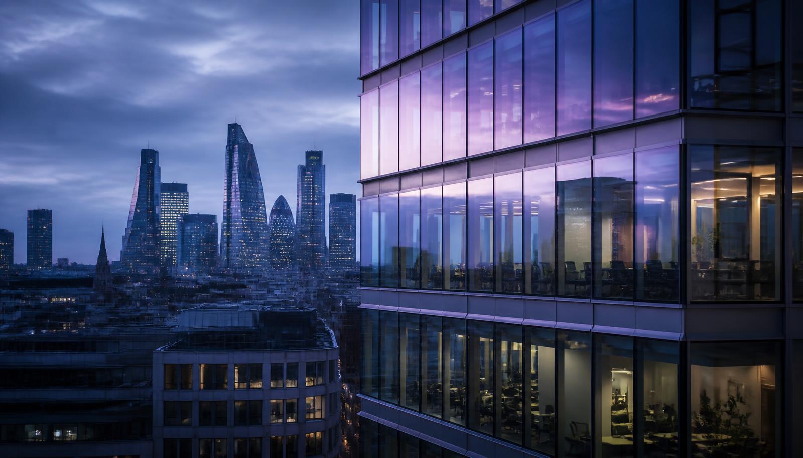 Lo skyline di Londra con la sede di GRANLY LTD